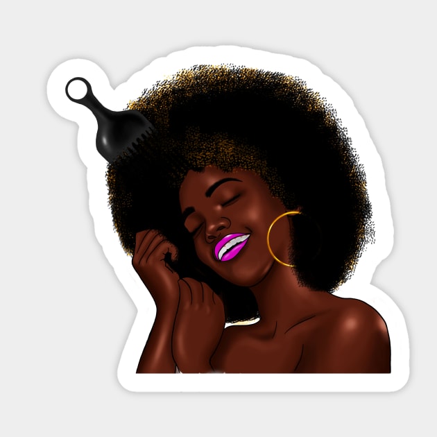 Afro Woman with Comb in her Hair, African Woman Sticker by logiamerch